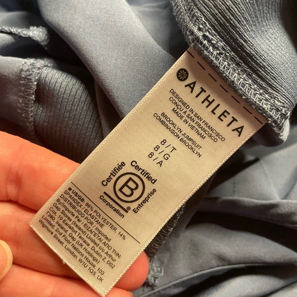 Athleta 8 (Medium) Brooklyn Jumpsuit, Cottage Blue Pants City Long Romper - Picture 16 of 16